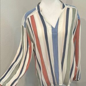 a.n.a Women's Colorful Striped Blouse